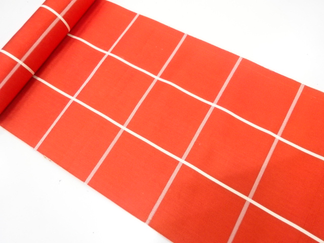 JAPANESE KIMONO / ANTIQUE BOLT FOR HASSUN OBI / WOVEN GRID